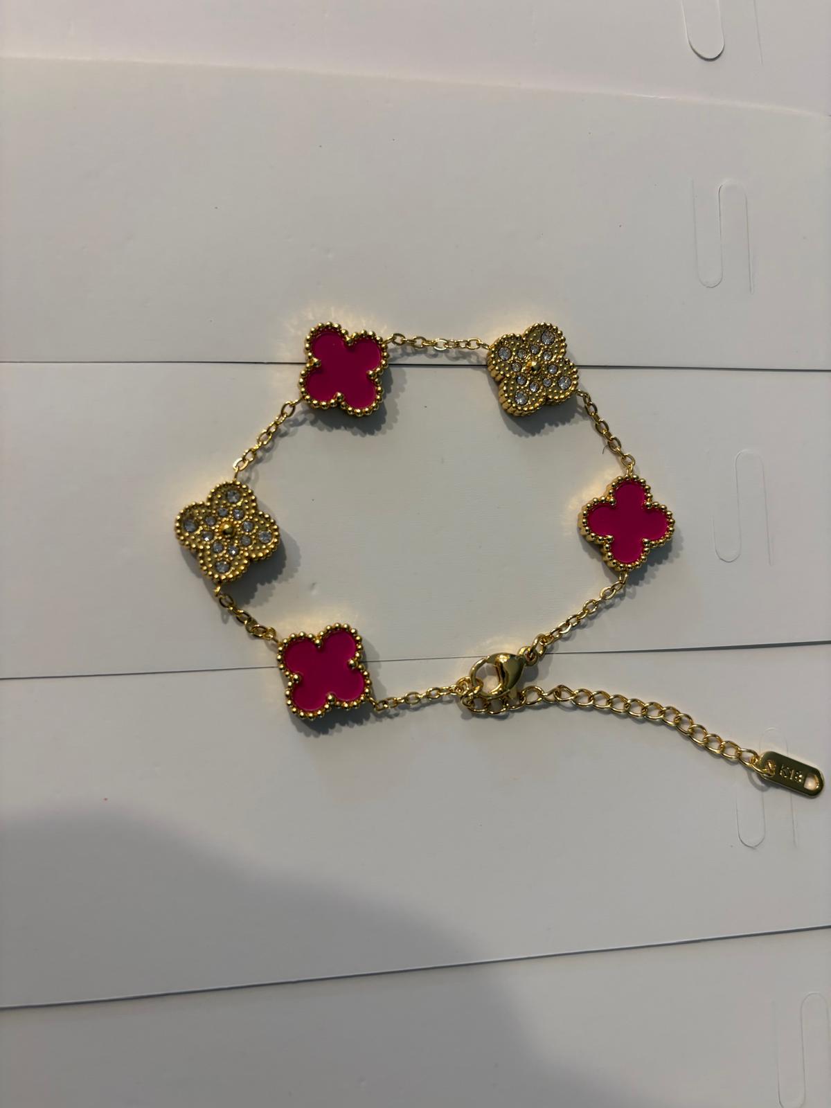 Four Leaf Stainless Steel Charm Bracelet