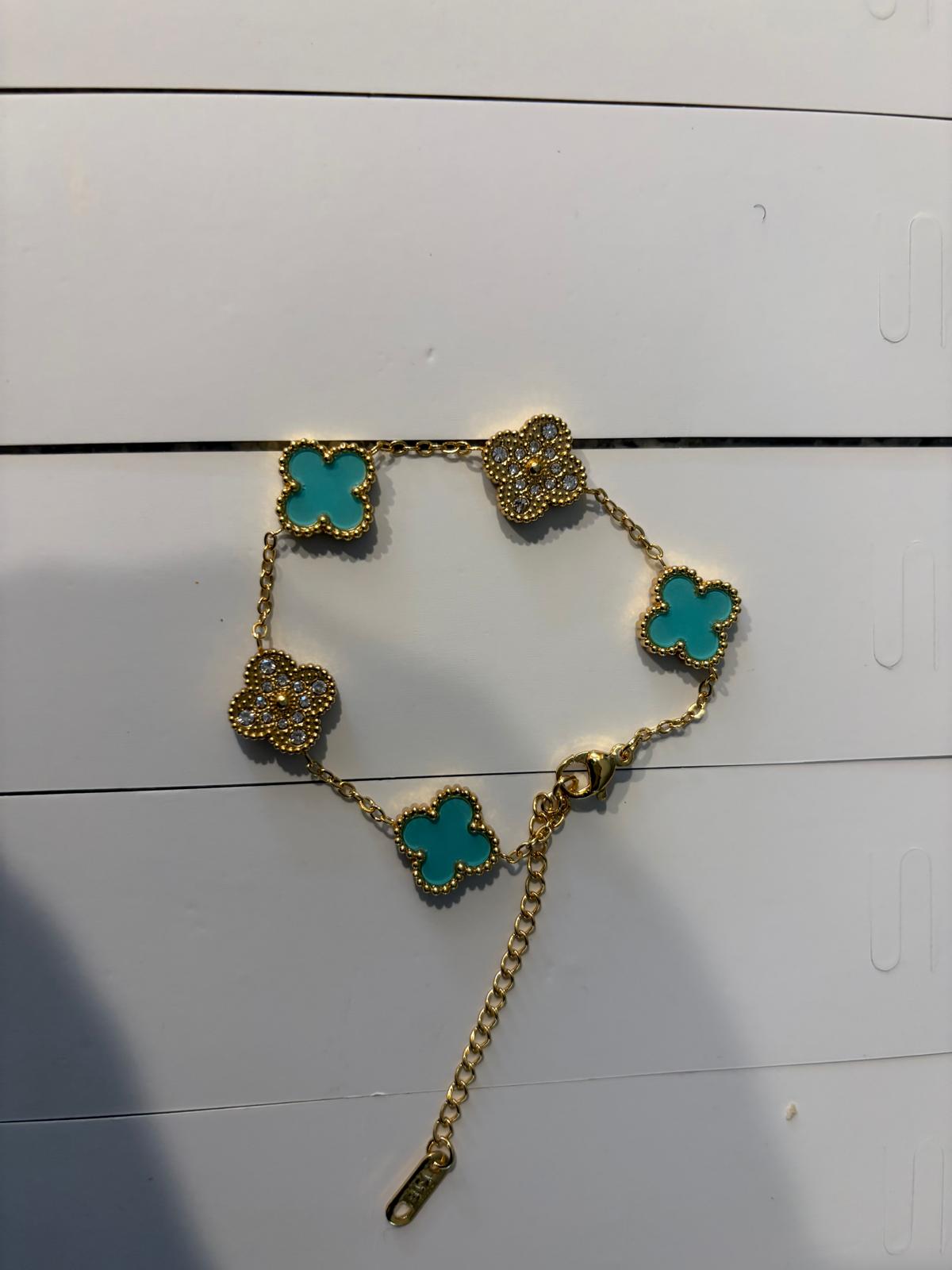 Four Leaf Stainless Steel Charm Bracelet