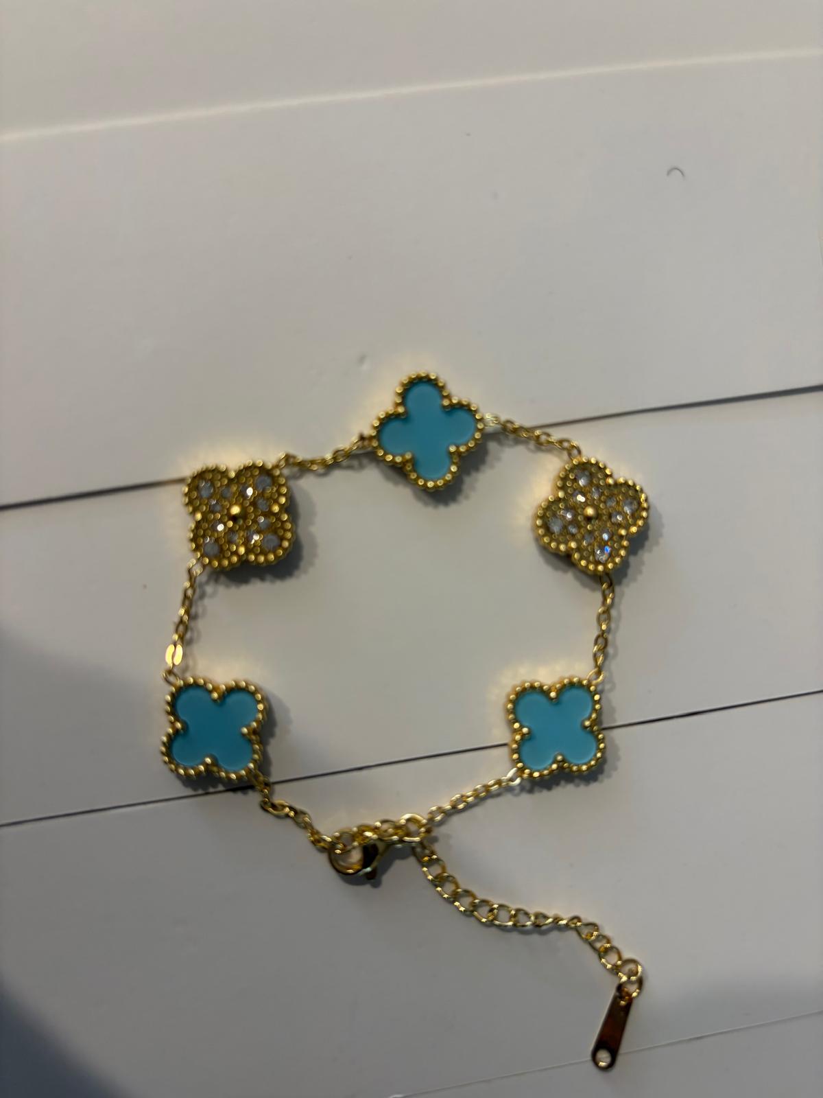 Four Leaf Stainless Steel Charm Bracelet