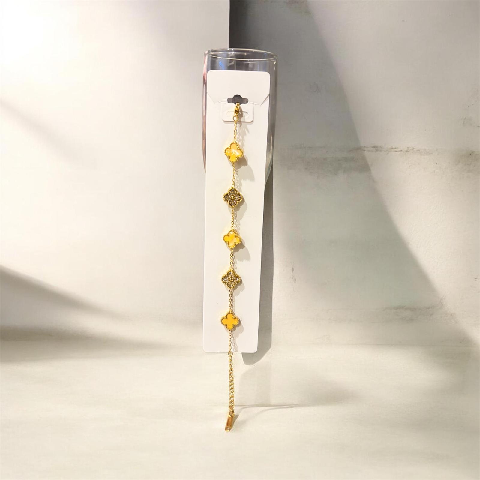 Four Leaf Stainless Steel Charm Bracelet
