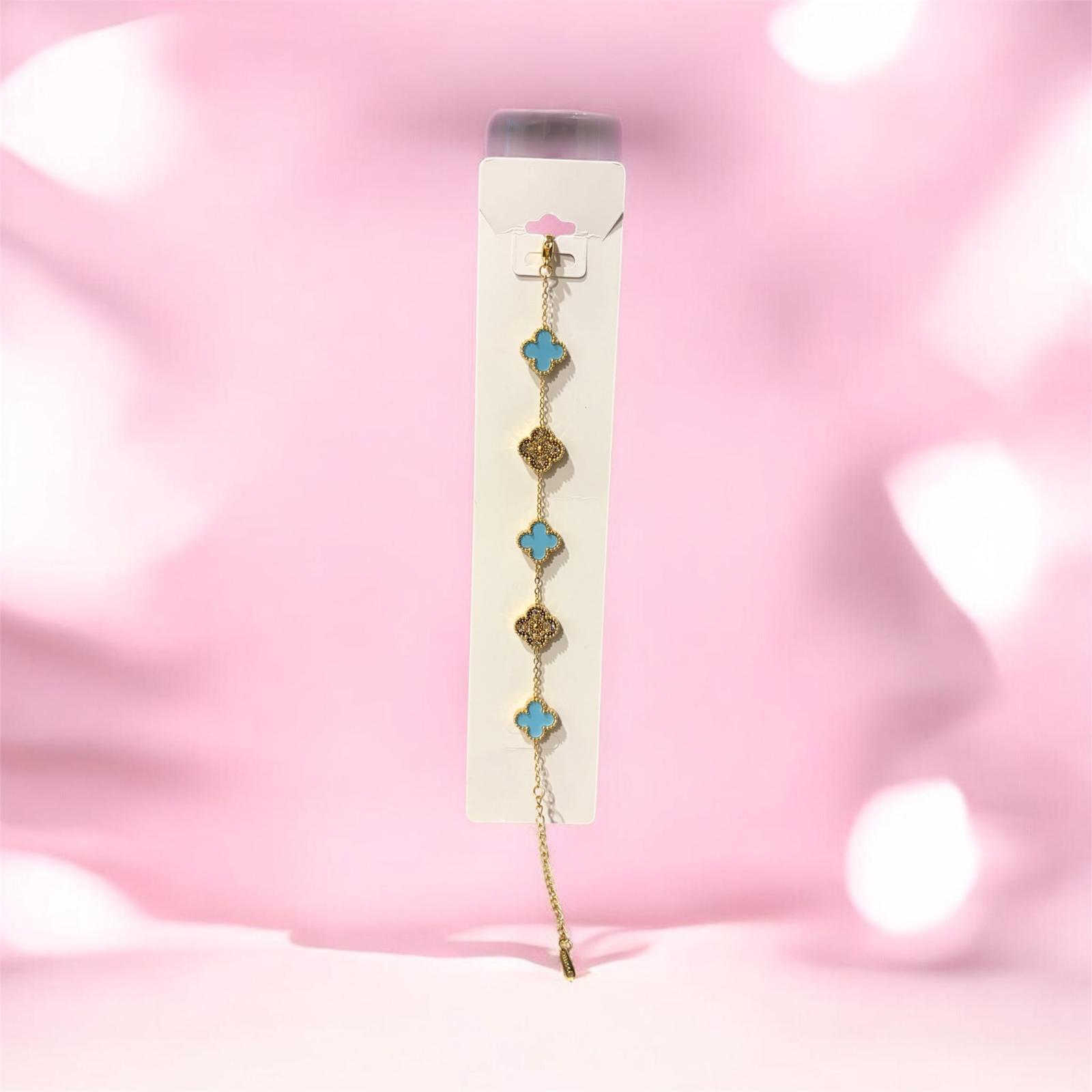 Four Leaf Stainless Steel Charm Bracelet