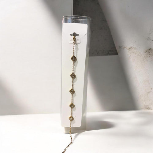 Four Leaf Stainless Steel Charm Bracelet